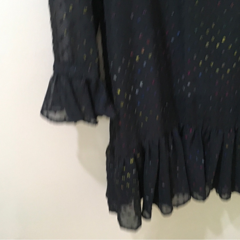 BETSEY JOHNSON women's black rainbow glitter dotted high neck ruffle dress SZ 10 - Picture 4 of 7